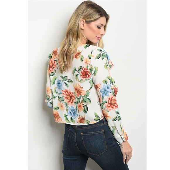 White Floral Button Down - Picture 2 of 2